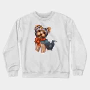 Cute Yorkshire Terrier Drawing Crewneck Sweatshirt